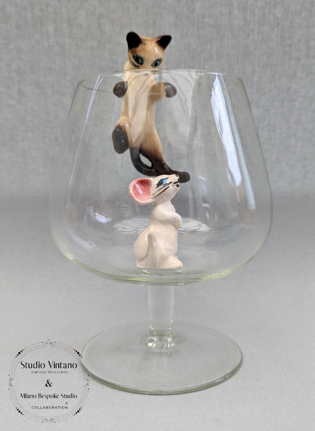 Cat and Mouse Brandy Glass Cognac Glass Cat and Mouse Etsy Australia