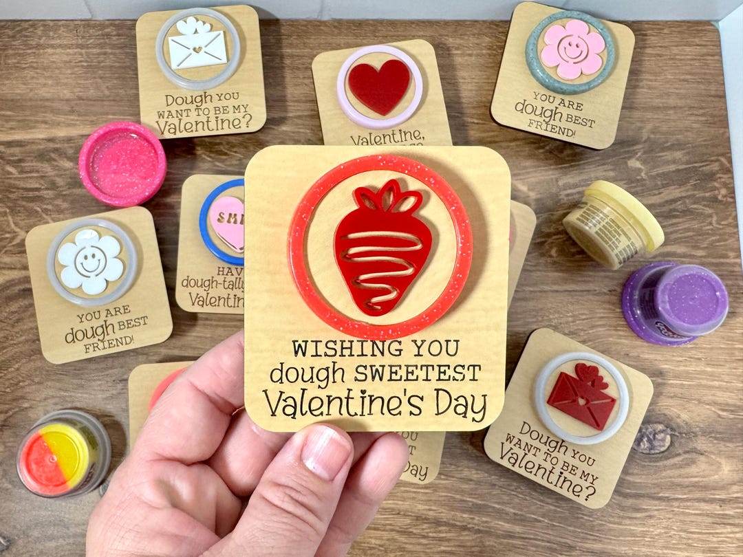 Valentines Cards for Kids, Play Dough Valentine for Preschool Day Care ...