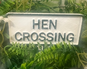 Hen Crossing Garden Sign – Cast Aluminum Yard Stake, Handmade in Hanover PA, Rust-Proof Outdoor Decor