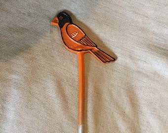 Oriole bird garden stake- Handmade Cast Aluminum. Made in USA
