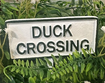 Duck Crossing Garden Sign – Cast Aluminum Yard Stake, Handmade in Hanover PA, Rust-Proof Outdoor Decor