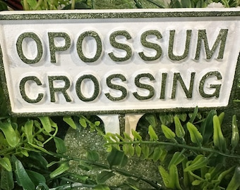 Opossum Crossing Garden Sign – Cast Aluminum Yard Stake, Handmade in Hanover PA, Rust-Proof Outdoor Decor