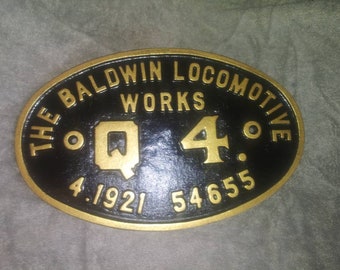 Replica Baldwin locomotive sign- Handmade Cast Aluminum Made in USA