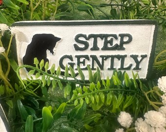 Step Gently Garden Sign – Cast Aluminum Yard Stake, Handmade in Hanover PA, Rust-Proof Outdoor Decor