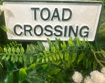 Toad Crossing Garden Sign – Cast Aluminum Yard Stake, Handmade in Hanover PA, Rust-Proof Outdoor Decor