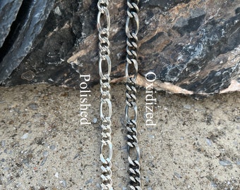 925 Sterling Silver Figaro Chain Necklace for Men & Women 3mm 5mm 6mm