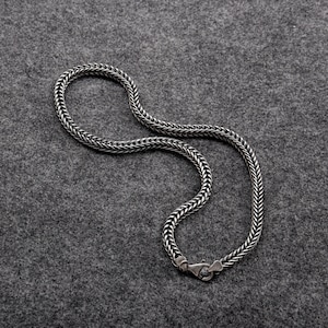 Men&#39;s Foxtail Silver Necklace, Men&#39;s Foxtail Chain, Women&#39;s Silver Necklace, Foxtail Men Chain, Foxtail Chain Necklace, Oxidized Chain