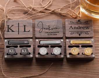 Groomsmen Cufflinks, Groomsmen Gifts, Personalized Cufflinks for Men, Best Man Gift, Groomsman Proposal, Custom Tie Clip Set