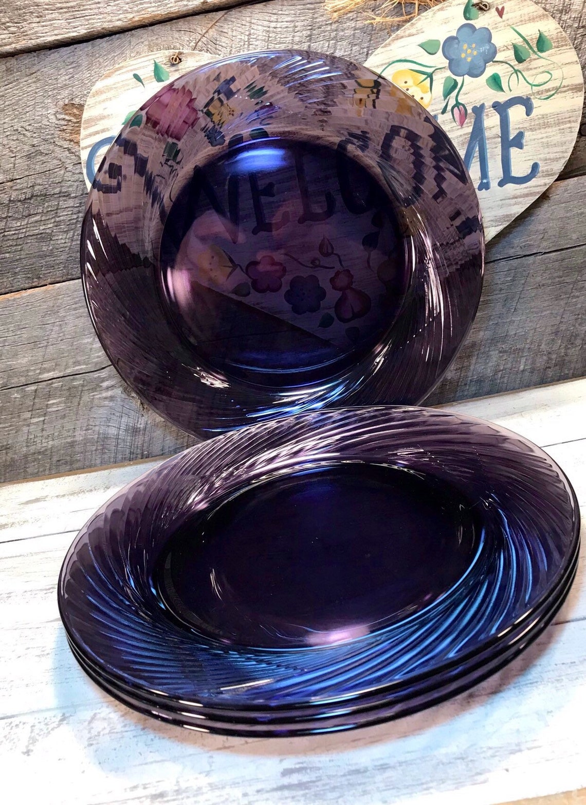 Set of 4 Four Festiva Amethyst Purple Corelle by Etsy