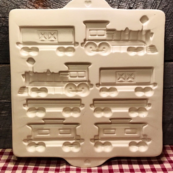 Vintage Peperkoek Trein Cookie Mold door verwende chef-kok, kerstkoekjes, kerstdecor, kerstbakken, steengoed, locomotief,