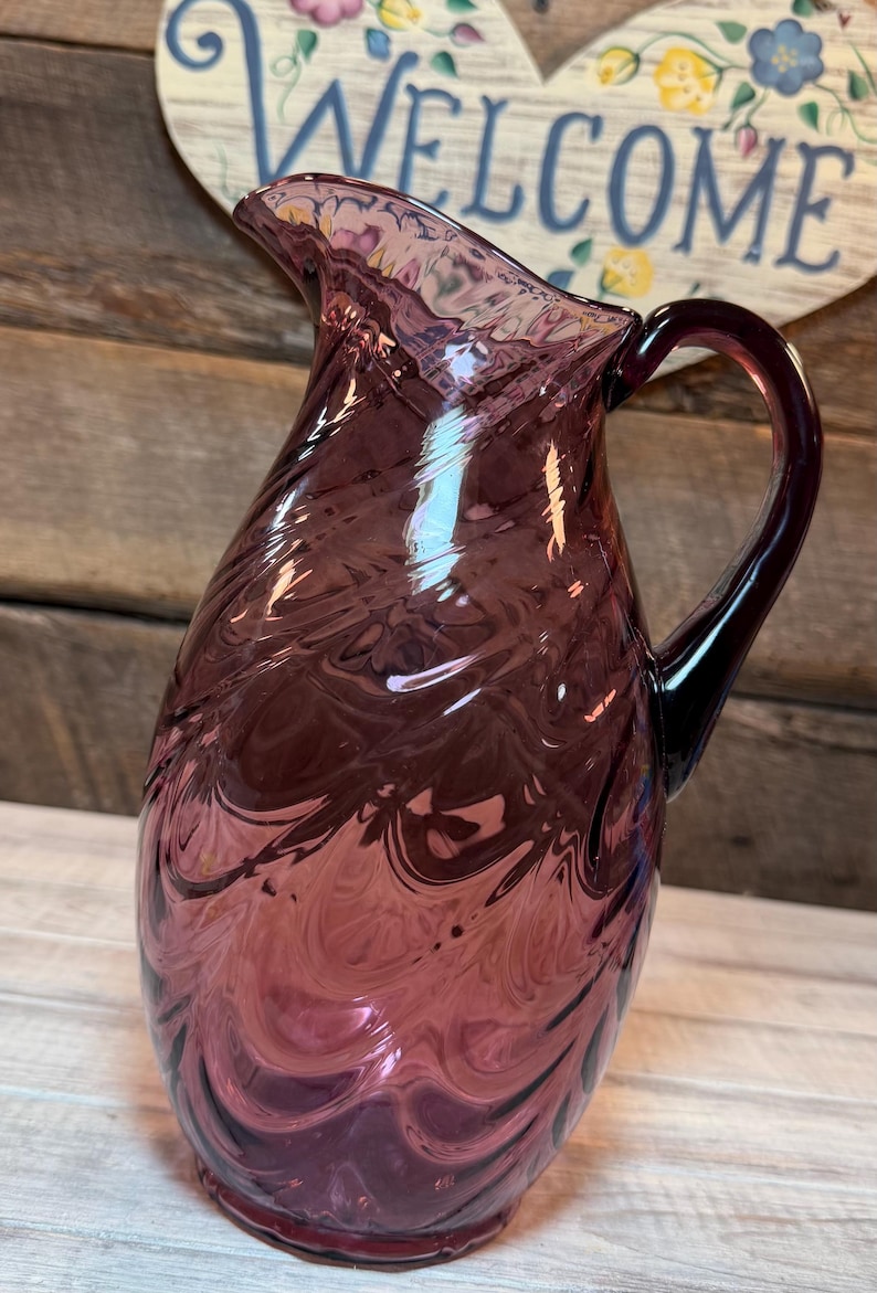 Gorgeous Fenton Amethyst Purple Drape Style Pitcher, Marked Fenton on ...