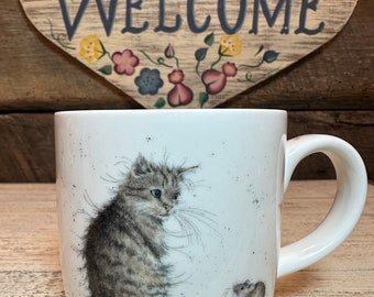 Royal Worcester Wrendale Designs- Cat and Mouse 11 oz.  Mug | Designed by Artist Hannah Dale, Coffee, Tea, Hot Chocolate