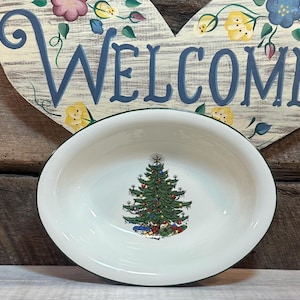Cuthbertson Original Weihnachtsbaum (schmales grünes Band) 9 &quot;Oval GEMÜSESCHALE, Weihnachten, Weihnachtsessen, Verkauf eingestellt, Weihnachten