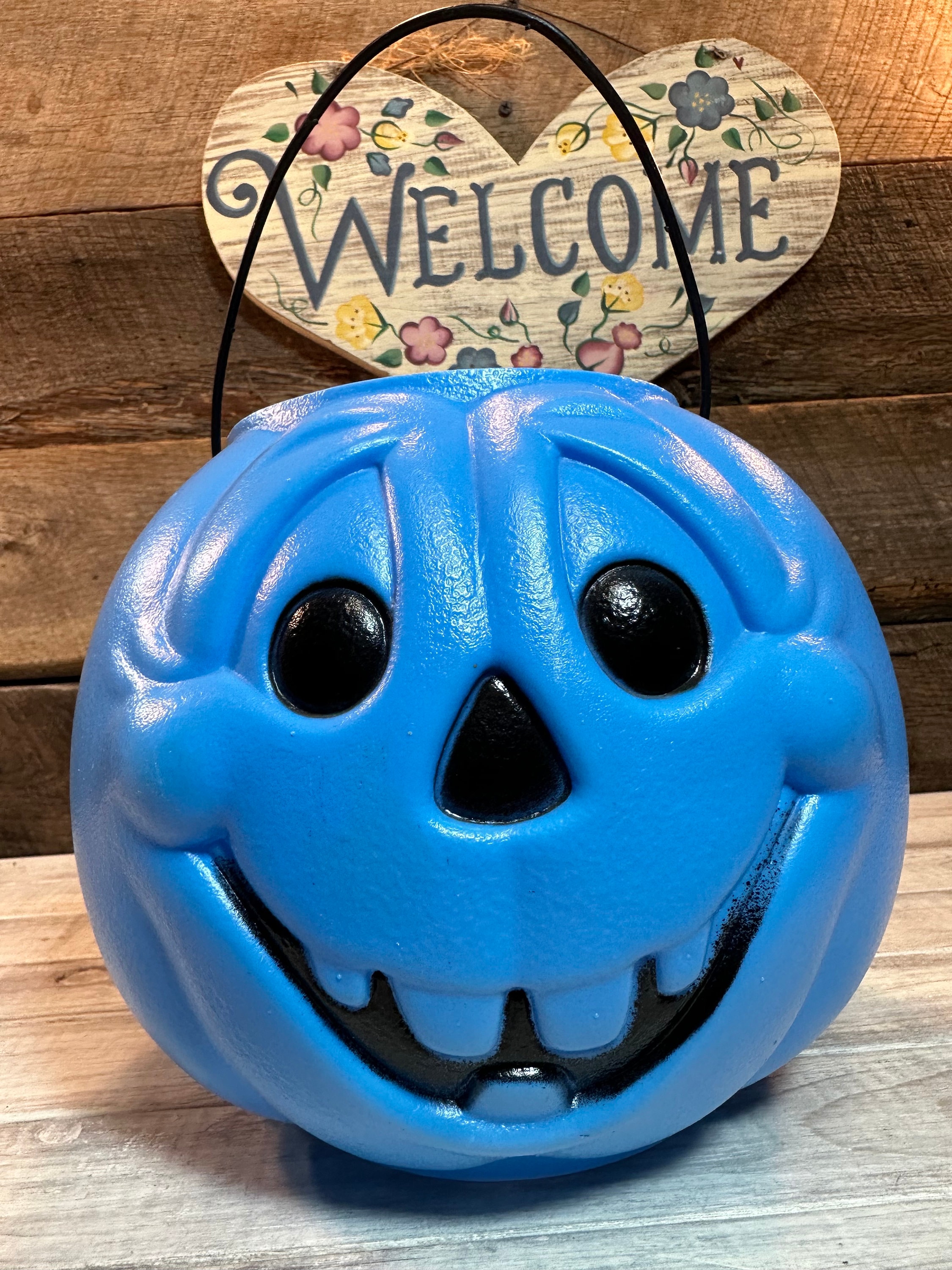 1980s General Foam Plastics Blow Mold BLUE Jack O' Lantern Candy