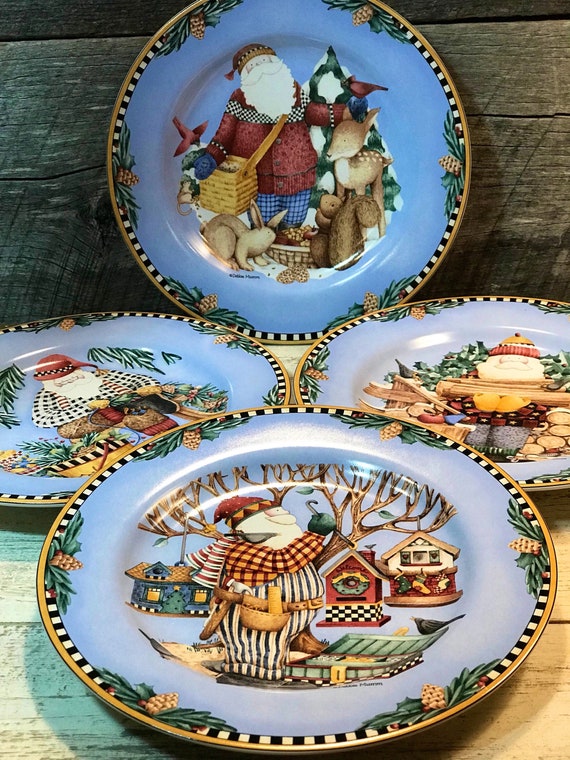 limited edition Lovely larger vintage porcelain plate with printed American The woodland year Martens motive after original by Per Bantto