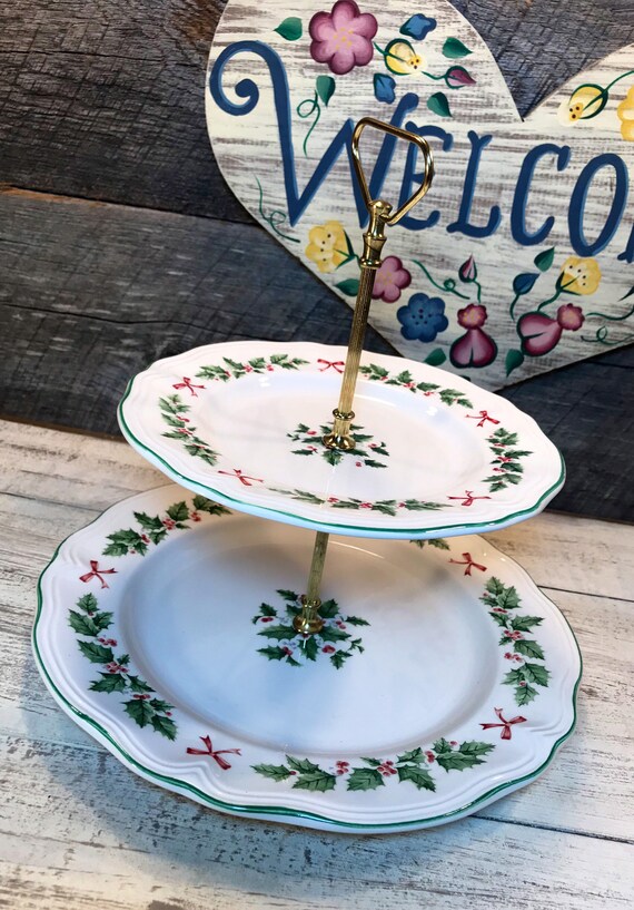Nikko Festive Holly 2 Tiered Serving Tray, Christmas, Christmas Dinner,  Holiday, - Etsy