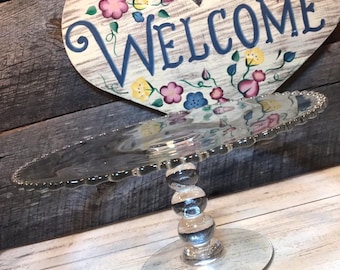 HERRLICHER Kerzendocht-Tortenständer Klar (Stem 3400) von Imperial Glass-Ohio, Hochzeiten, Dusche, Cottage, Sammlerstück, mundgeblasenes Glas