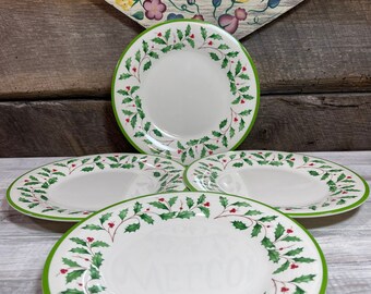 Set of 4 LENOX Holiday Melamine Salad dessert Plates dimension Collection Christmas Christmas Party christmas Dinner Christmas Plates Etsy