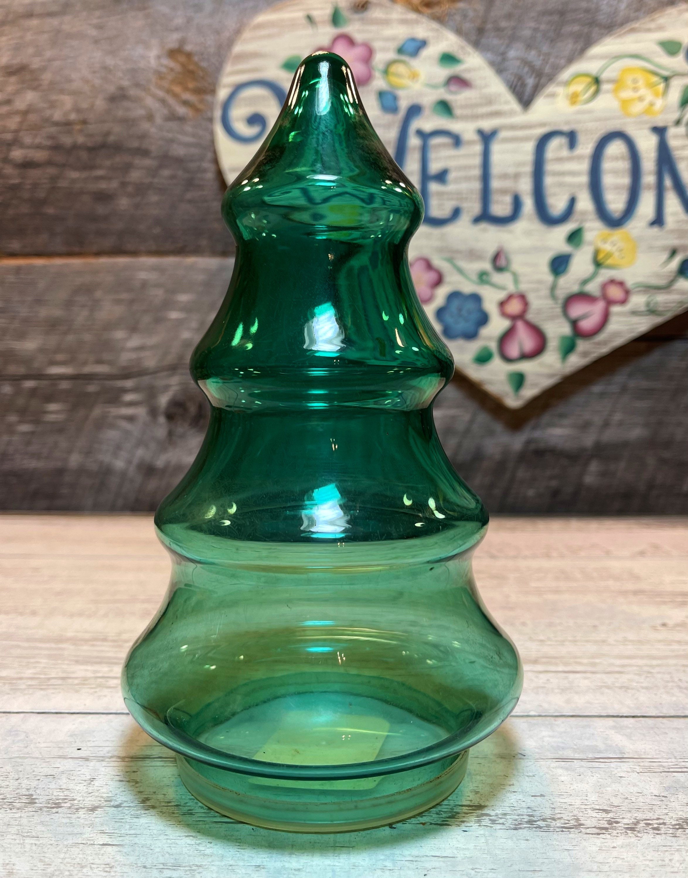Sliner Christmas Tree Candy Jar - Glass Cookie Jar With Lid, 7.09x4.33 Inch, Festive Holiday Table Decoration & Storage