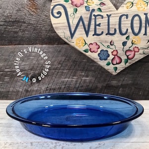 1980&#39;s Vintage COBALT BLUE Pyrex Pie Plate, Glass Cookware/Bakeware,  Collectible Bakeware