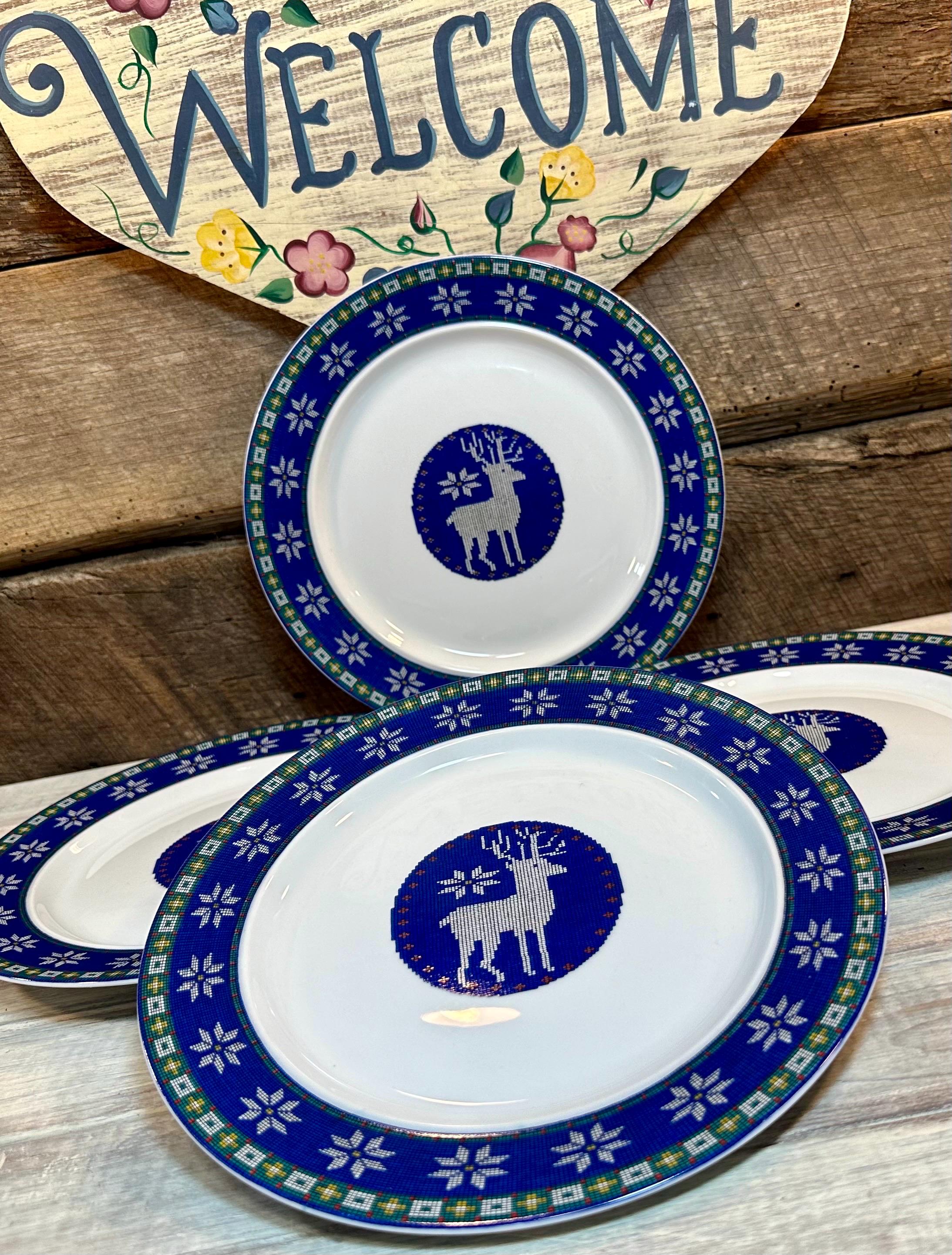 Set of 4 -snowfall SALAD PLATES by DANSK, Christmas Dishes