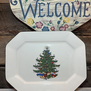 Cuthbertson Original Weihnachtsbaum (schmales grünes Band) 13 &quot;&quot;SERVIERPLATTE , Weihnachten, Weihnachtsessen, eingestellt, Weihnachten.&quot;
