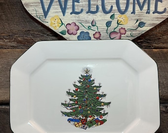 Cuthbertson originele kerstboom (smalle groene band) 13" SERVEERSCHAAL, Kerstmis, kerstdiner, stopgezet, Kerstmis