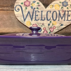Gorgeous Large LONGABERGER Woven Traditions EGGPLANT 2.75 Quart Rectangular CASSEROLE Dish with Lid, Discontinued, Collectible