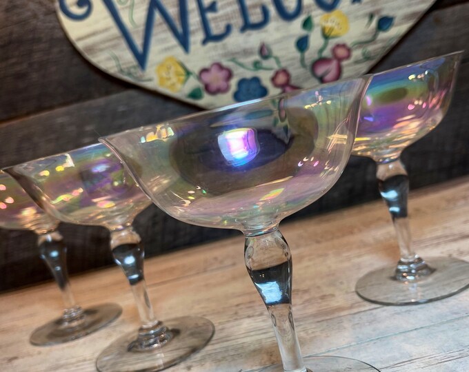 Set of 4 four Iridescent Lustre Champagne Coupe Glasses by Etsy