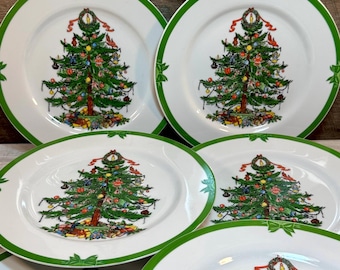 Underbart set med 6 (sex) Georges Briard Yule Tide middagstallrikar, Julmiddag, Julbord, Tillverkat i Japan