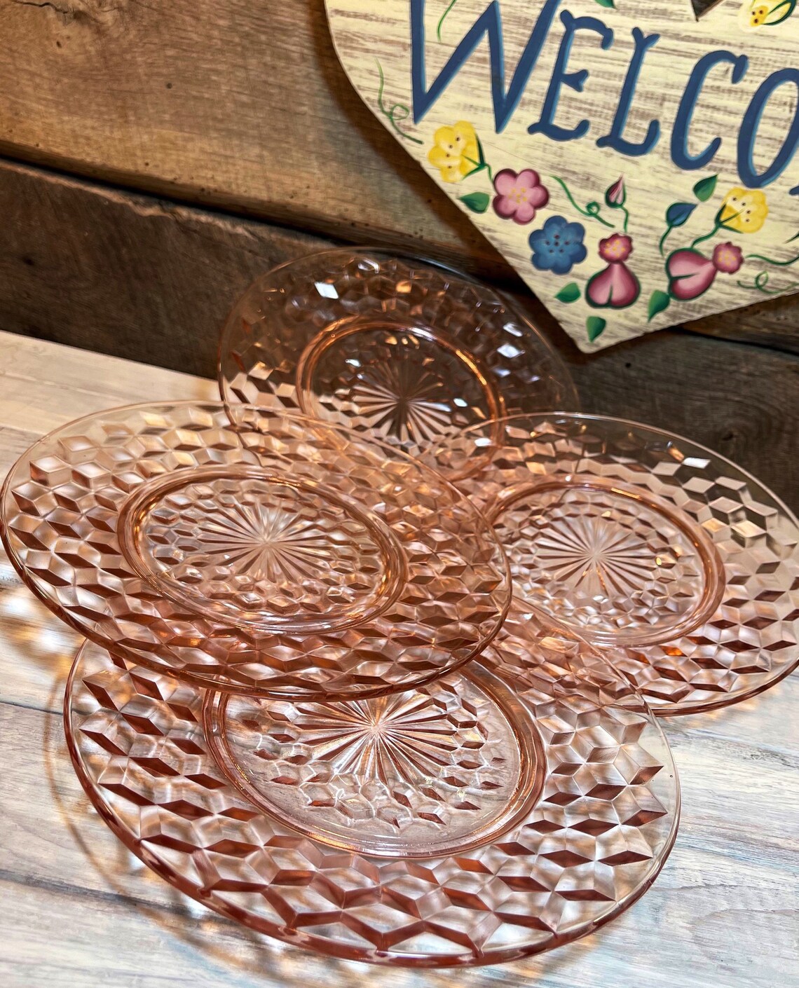 Wunderschönes Set von 4 Vier Würfel Pink Luncheon TELLER von | Etsy