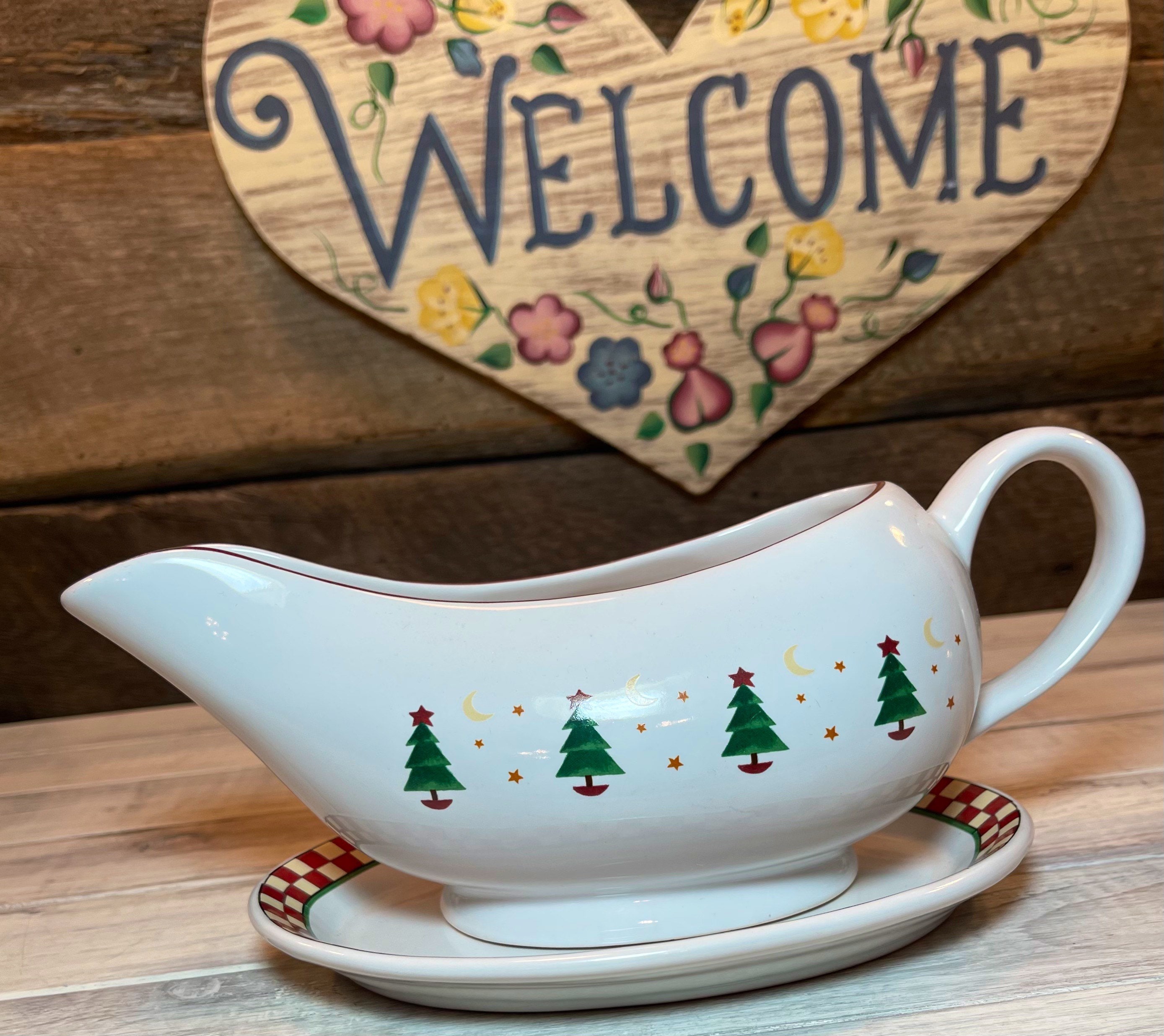 Sakura Magic of Santa- Gravy Boat With Underplate, Christmas Trees