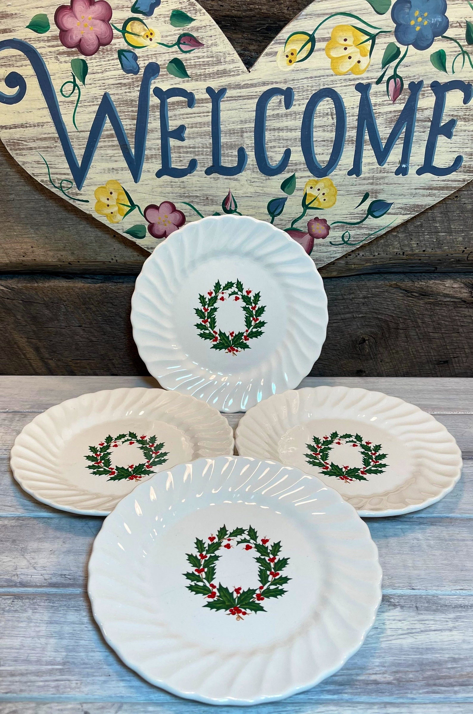 Vintage Holly Appetizer Plates Vintage Holly Appetizer Plates