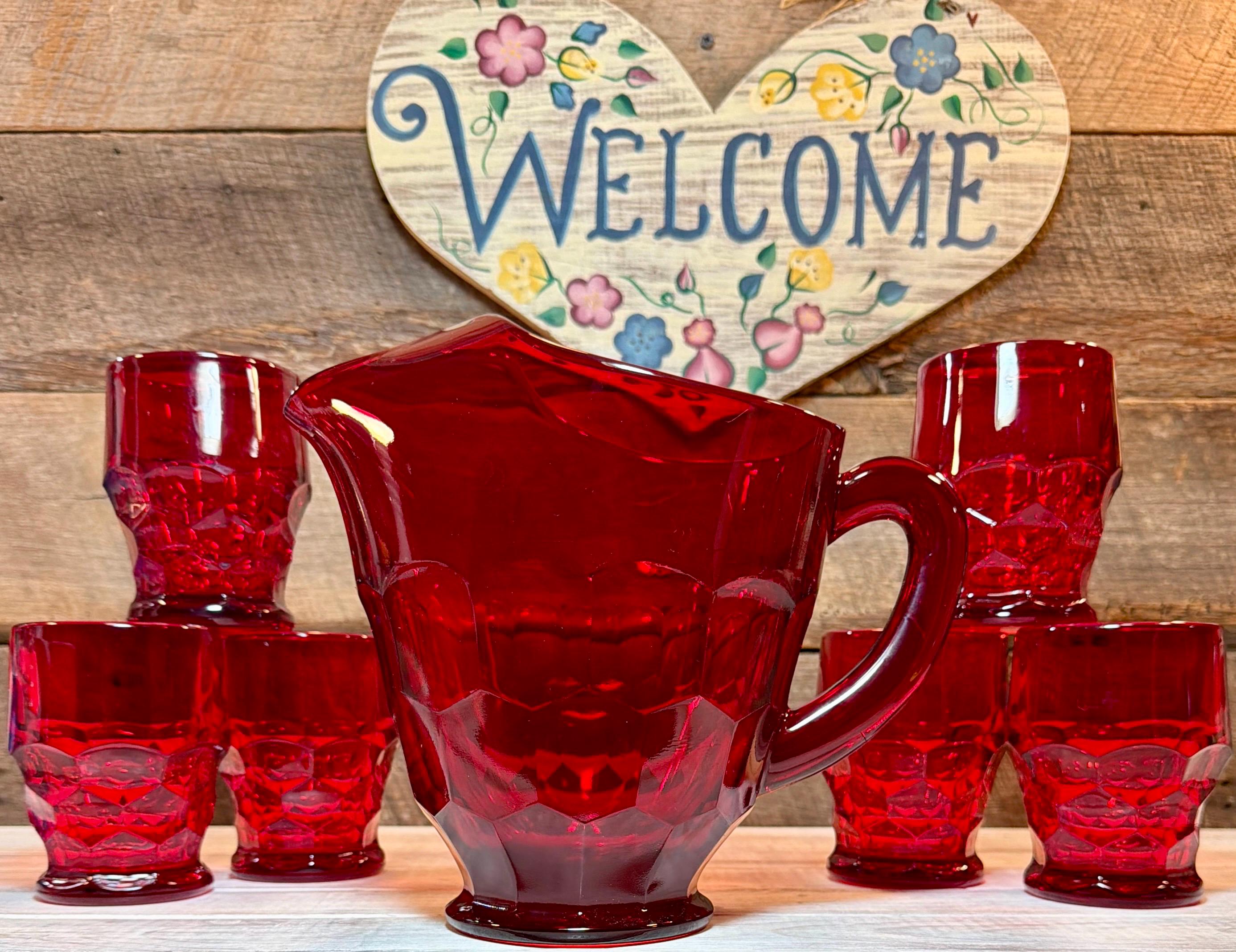 Fenton Ruby Red Pitcher - Etsy