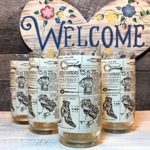 1970&#39;s Set of 4 (Four) Sears, Roebuck & Co.  1908 Catalogue Advertisment Tumblers/Glasses , Advertisement Piece, collectible