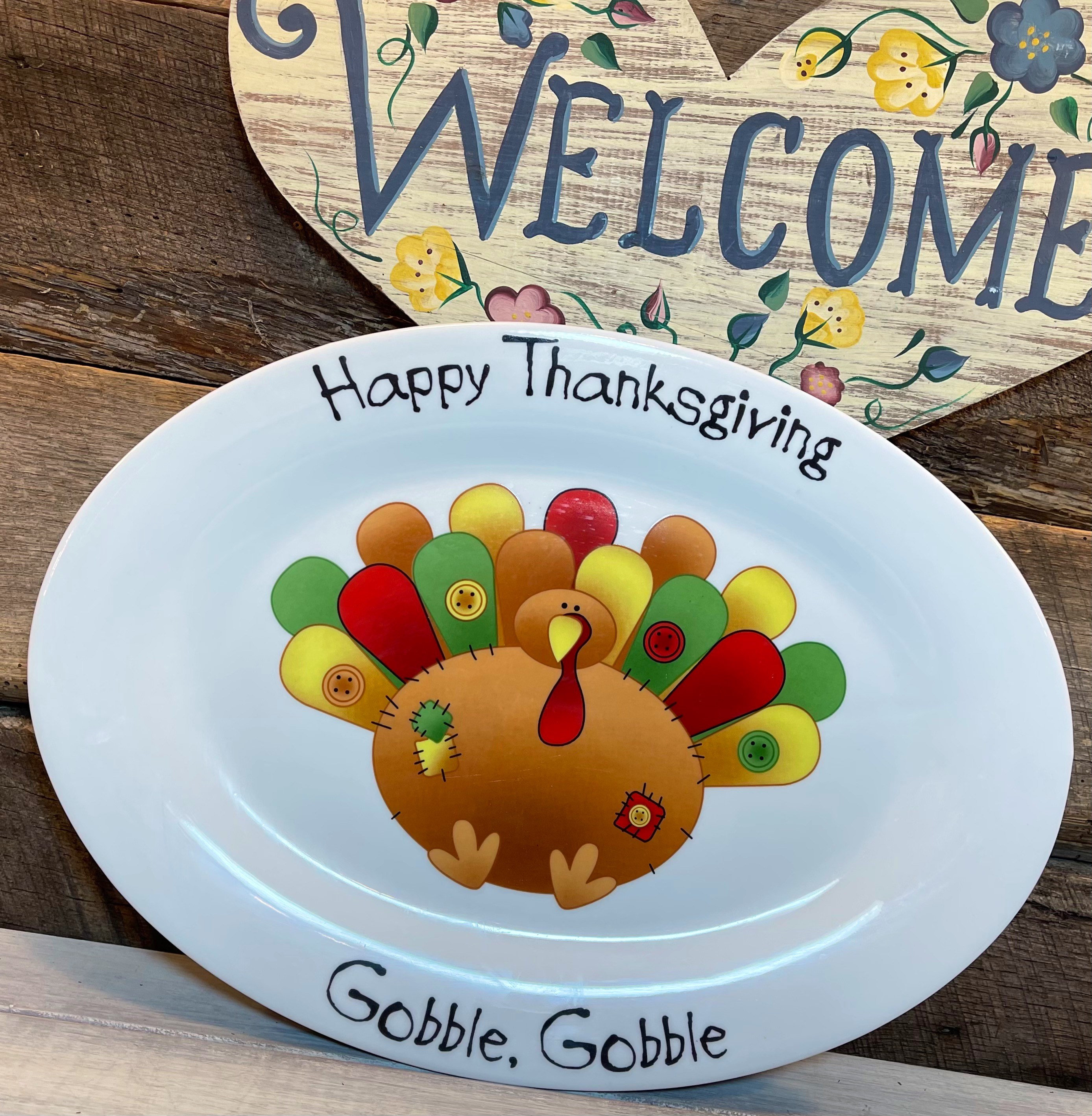 Adorable Kid’s Table Ceramic Turkey Platter 15.5” X 11.25”, Gobble
