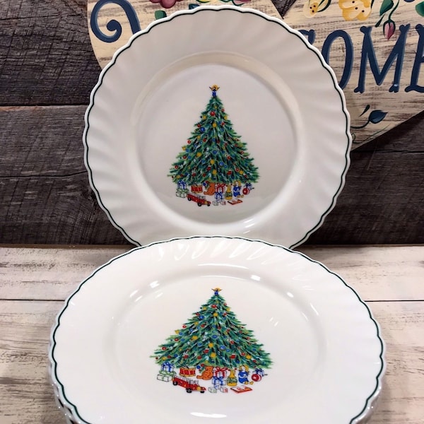 Juego de 4 (cuatro) PLATOS PARA ENSALADA Noel Porcelle de SALEM Navidad, Cena navideña, fiesta, platos navideños, platos navideños
