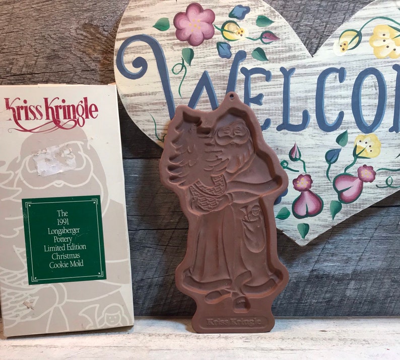 Baking Tools Utensils Kris Kringle Santa Claus Gingerbreadshortbread Cookie Mold Complete With Original Box Christmas Cookies Vintage Longaberger Kriss Kringle