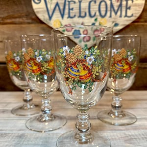 Set of 4 (Four) Mikasa Holiday Season Christmas WATER Goblets - Elegant Table, Replacement Glasses, Barware, vintage crystal