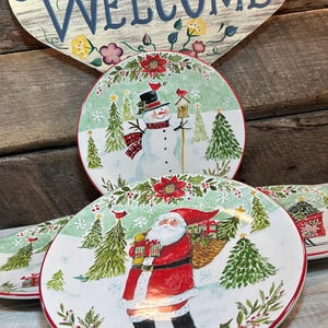 FESTIVE Set of 4 -Salad/Dessert Plates in the Joy of Christmas Pattern by CERTIFIED INTERNATIONAL,designed by Susan Winget, Christmas Dinner