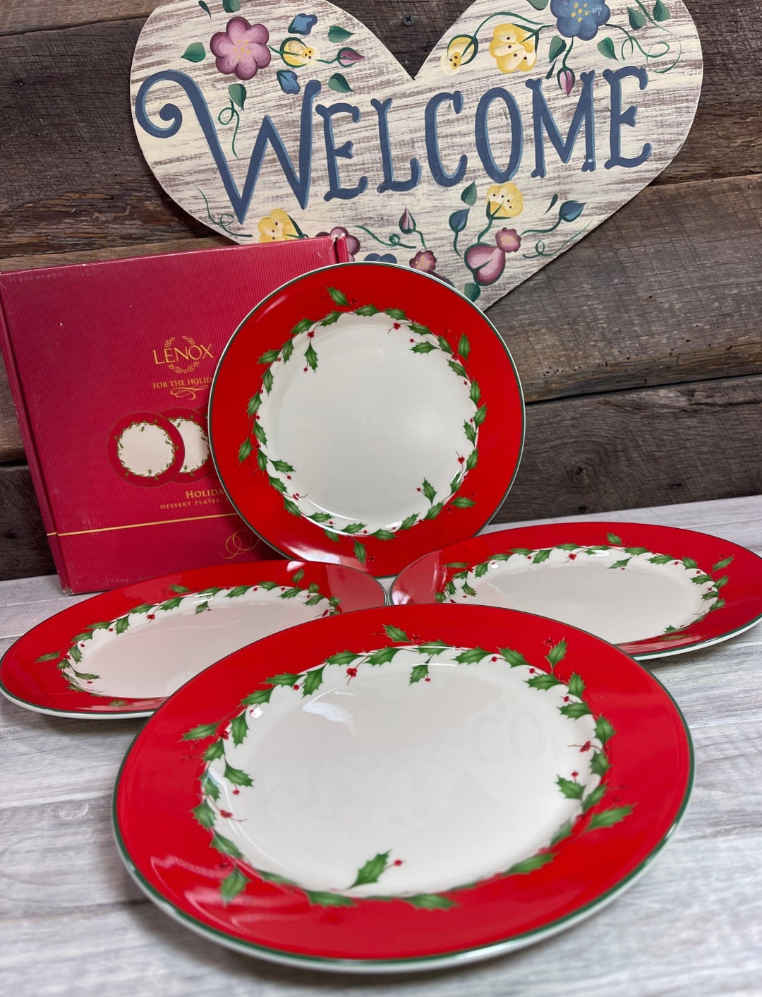 Set of 4 LENOX Holiday Accent Salad/dessert Plates Etsy