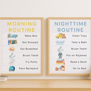 Kids Morning & Nighttime Routine Charts – Printable Daily Checklist for Toddlers