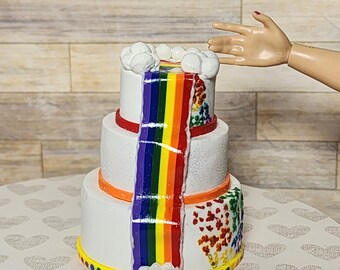 1:6 Scale miniature Pride inspired wedding cake