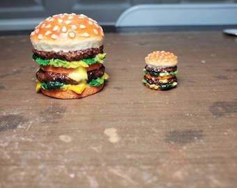 Realistic Looking big mac inspired burger Keychain necklace magnet earrings