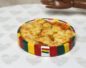 1:6 scale Black History month inspired peach cobbler dish