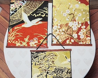 1:6 scale miniature Asian inspired paper wall hangings