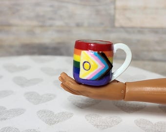 1:6 scale miniature Pride inspired coffee mug