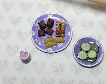 1:6th scale miniature steak bites kids lunch matching set