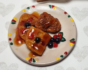 1:6 scale miniature Black History Month inspired chicken and waffles plate