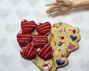 1:6 scale Valentine's inspired cookie/ heart cream pie charcuterie board